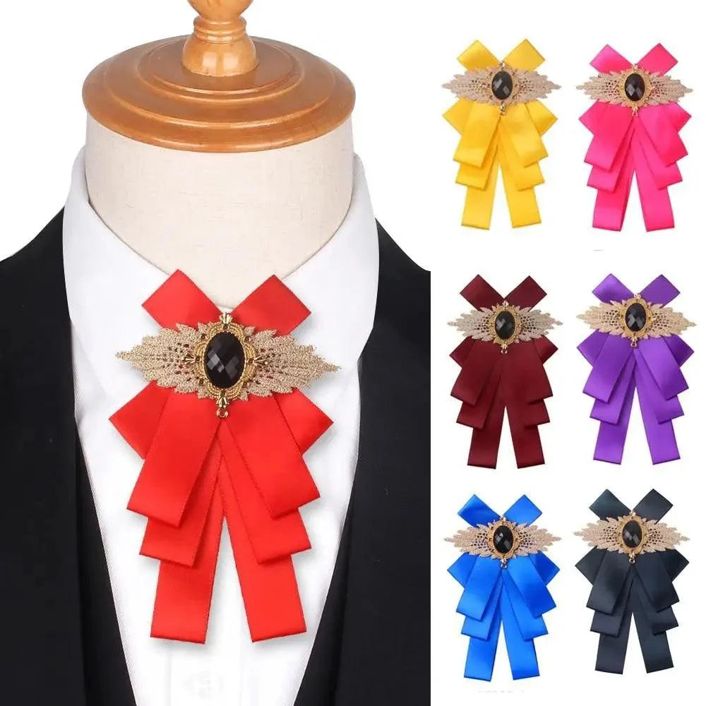Charming  Butterfly Ladies Bowtie Casual Solid Color Rhinestone Brooch Bowties For Women Fashionable Wedding  Bowtie