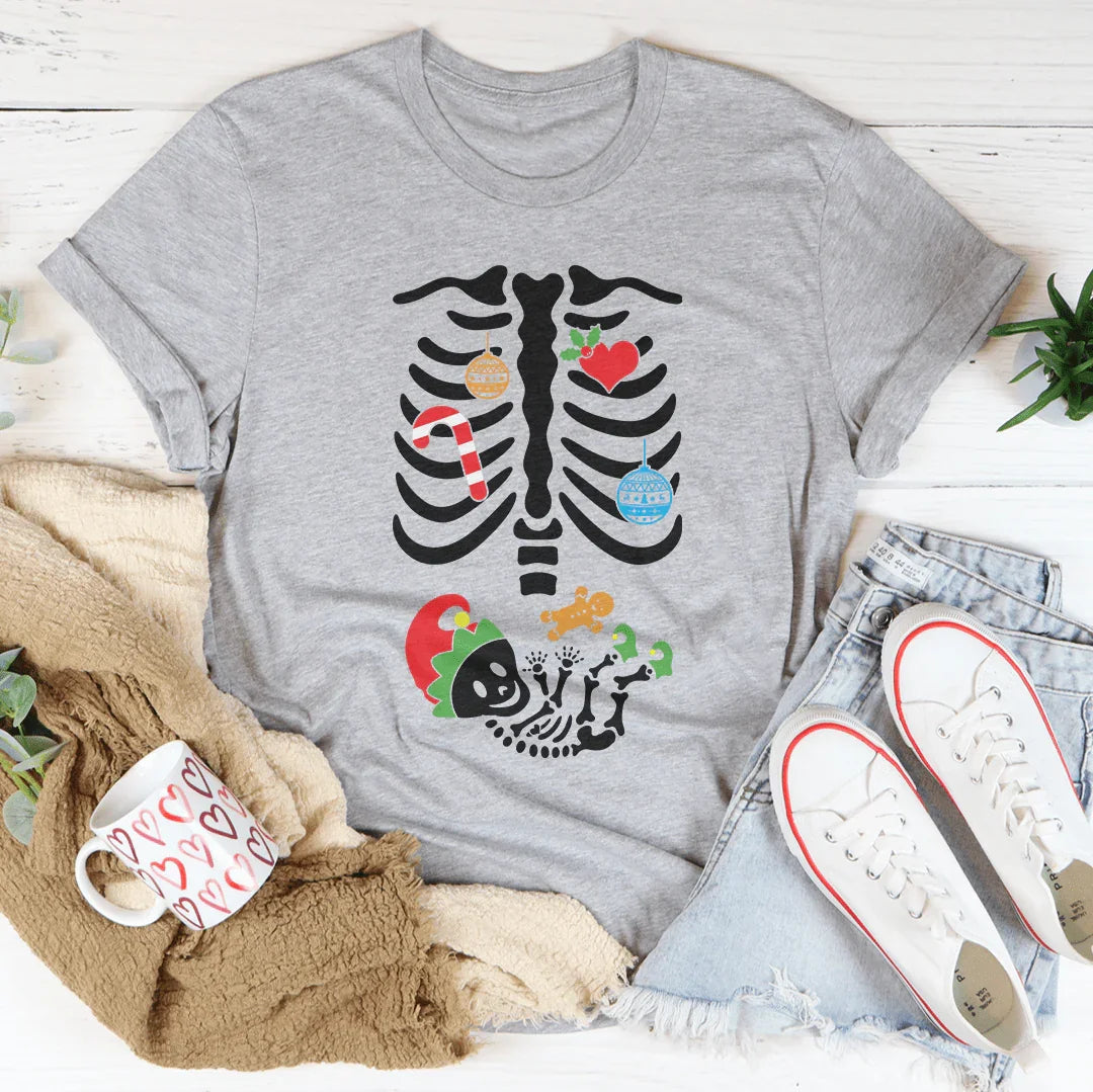 Christmas Pregnant Skeleton Tee