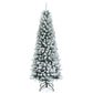 Snow-Flocked Hinged Artificial Christmas Pencil Tree with Mixed Tips