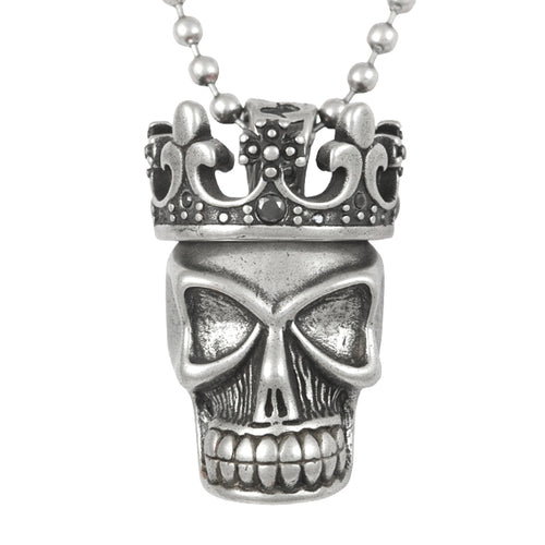 Crown Skull Pendant Two Piece Necklace Gothic Silver