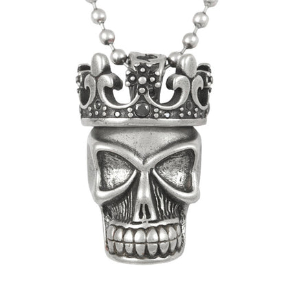 Crown Skull Pendant Two Piece Necklace Gothic Silver
