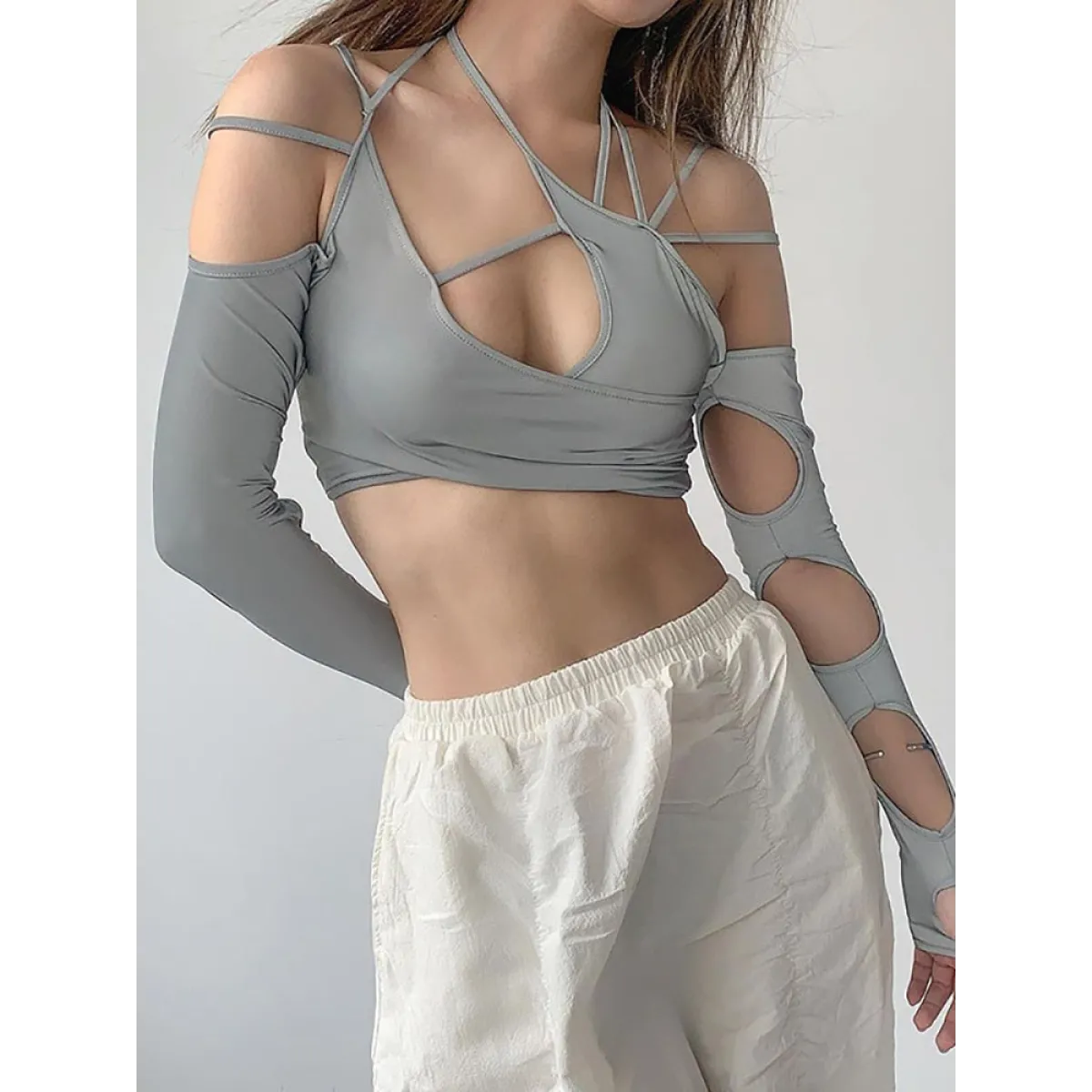 Cyber Punk Long Sleeve Crop Top