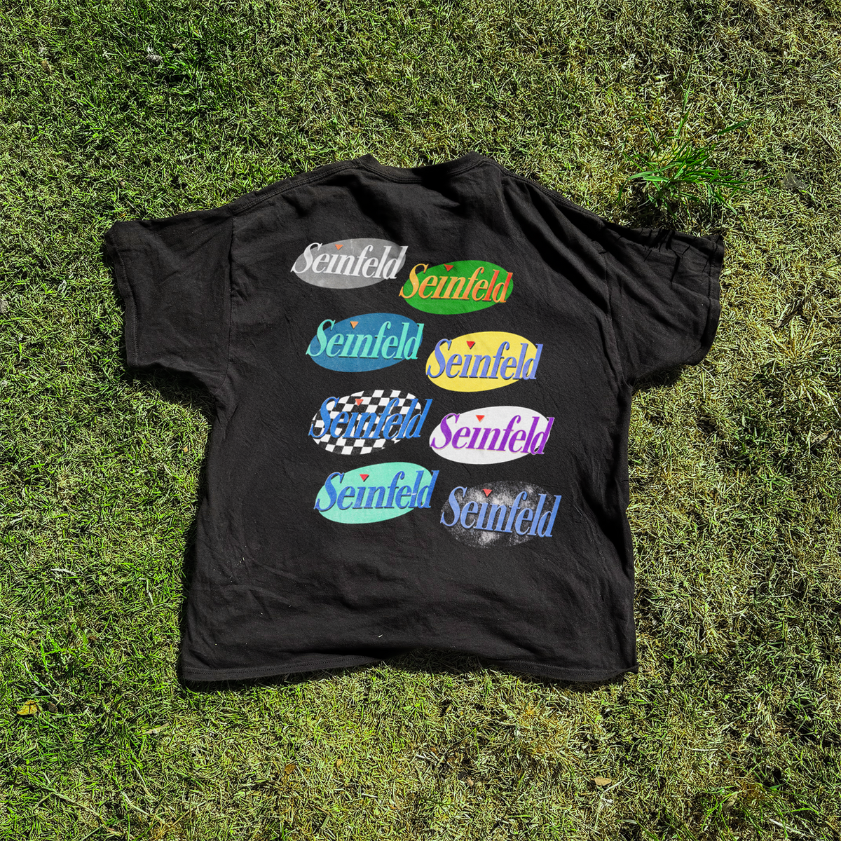 90s Seinfeld 'Logos' Washed Black Vintage Tee