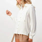 Oversized Military Blouse – Gold Button Long Sleeve Top | Femstylo