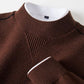Men's Wavy Patterned Jacket Stand Collar Fashion Sweater
