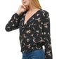 Long Sleeve Surplice Floral Top