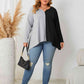 Plus Size Contrast Notched Neck T-Shirt