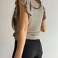 Khaki Cascading Ruffles Knit Tank Top