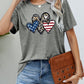 US Flag Leopard Heart Graphic Tee
