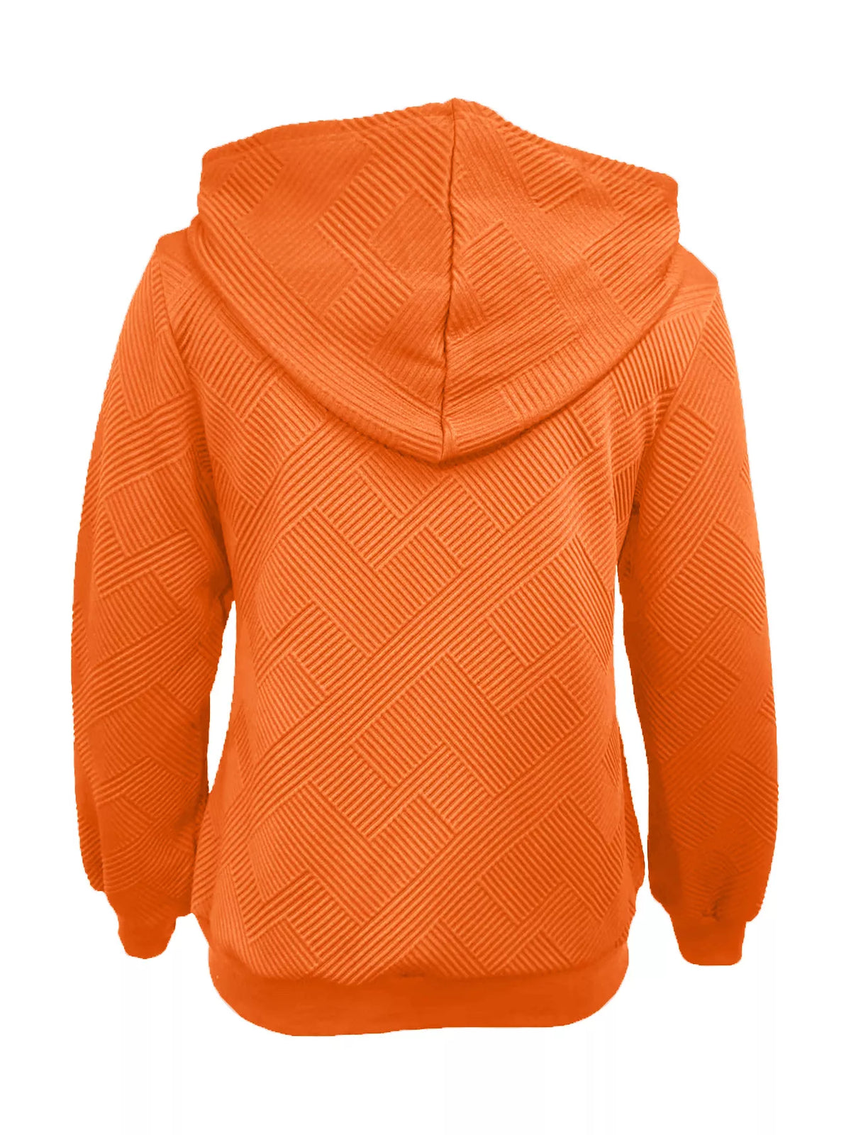 Texture Zip-Up Hoodie with Drawstring