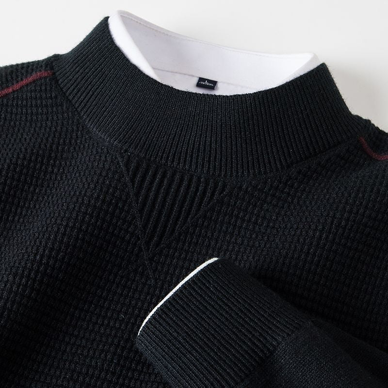 Men's Wavy Patterned Jacket Stand Collar Fashion Sweater