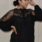 Chic Black Formal Invitation Lace Blouse