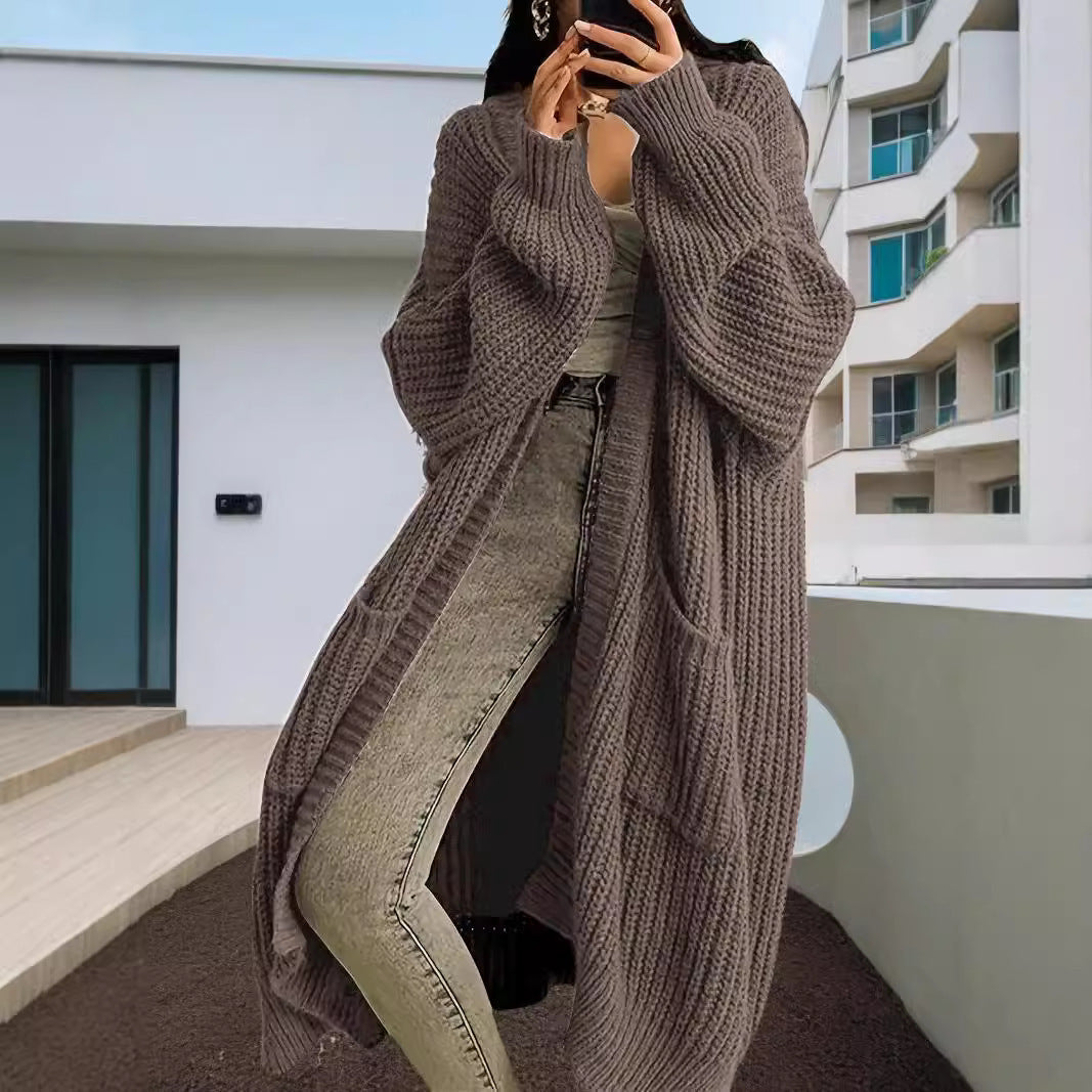 Autumn And Winter Long Sweater Women's Loose All-matching Base Long-sleeved Knitted Cardigan