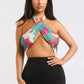 Retro Paisley Wrap Crop Top - Multiway Halter Style