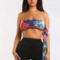Multiway Retro Paisley Printed Crop Halter Wrap Top One Size RED