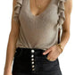 Khaki Cascading Ruffles Knit Tank Top