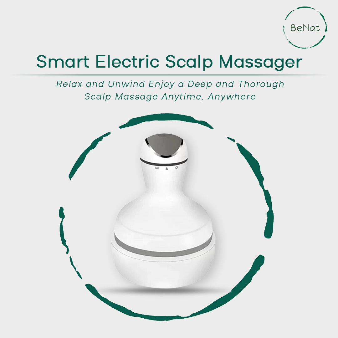 Smart Scalp Massager - Cordless Waterproof Handheld Head & Body Massage Device with 4 Modes for Hair Growth, Stress Relief & Relaxation (White)