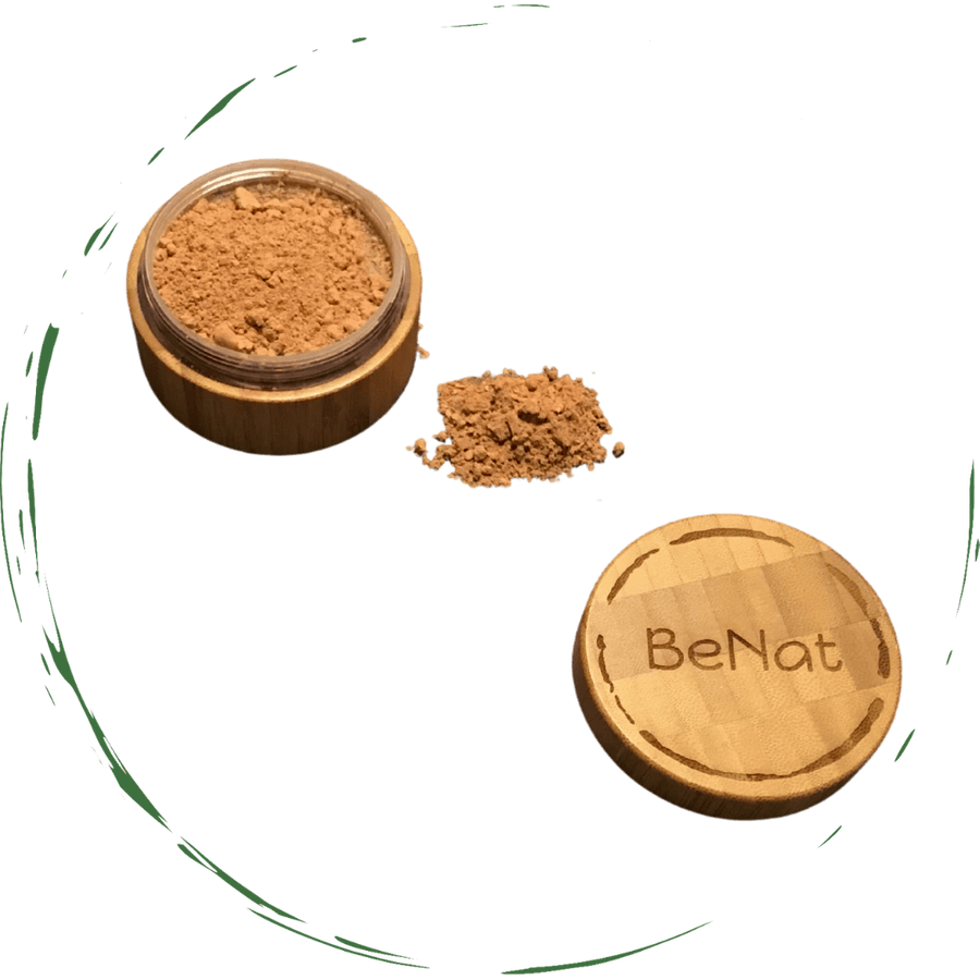 BeNat All-Natural Bronzer Loose Powder - Eco-Friendly Reusable Bamboo Case Vegan Face Makeup for a Healthy Sun-Kissed Glow