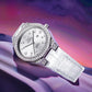 Women's Crystal Bezel Leather Date Watch