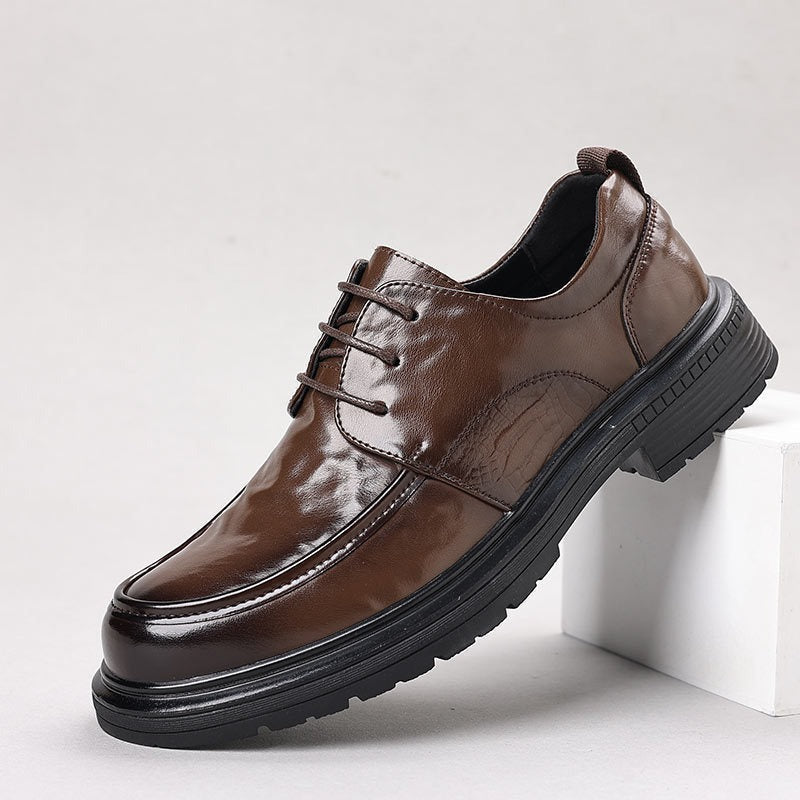 Leisure Chunky-soled Elevating Leather Shoes