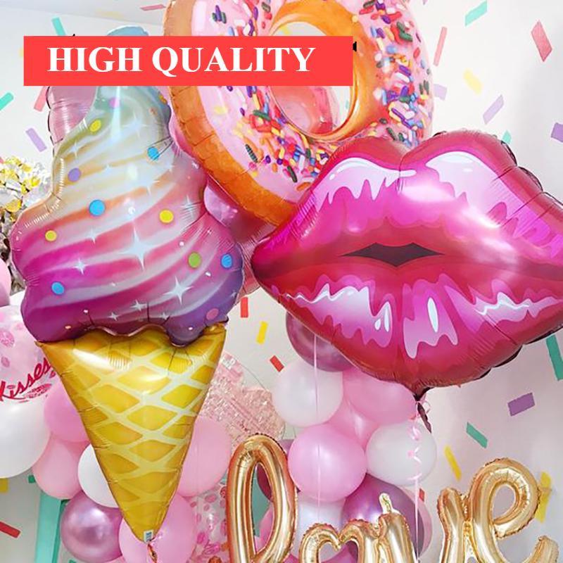Big Popular Decorations Ballons in Donuts Lip Stick Ice Cream and Rainbow Style Balloons For Kids  Baby and Birthday Decorations Inflatable Helium