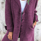 Single-breasted Polo Collar Pocket Mid-length Coat