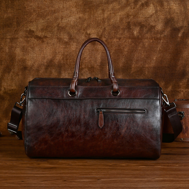 Top Layer Leather Bag Handmade Retro Large Capacity