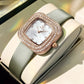 Women's Square Crystal Bezel Leather Watch