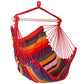 Hammock Hanging Chair Canvas Porch Patio Swing Seat Portable Camping Rope Seat Wooden Stick Hammock Chair with 2 Pillows 265LBS Load-bearing