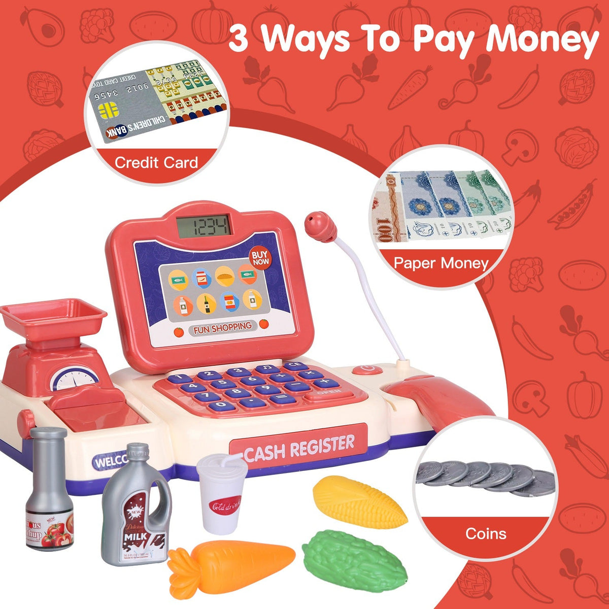 GBruno Cash Register Pretend Play Cashier Toy