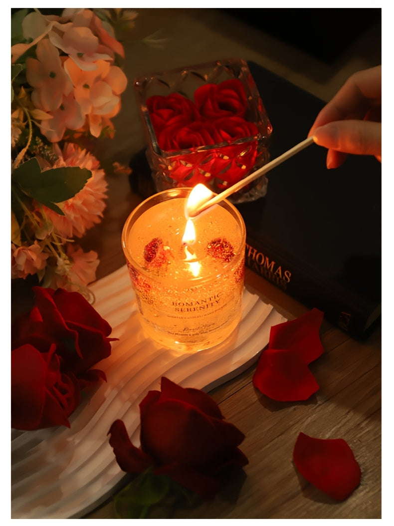 Rose Jelly Aromatherapy Soy Candle in Glass Jar