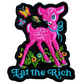 Eat the Rich” Pink Deer Patch – Anti-Capitalist Iron-On Embroidered Statement Patch