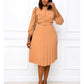 Plus Size Solid Color Midi Dress for Women