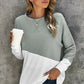 Gray White Patchwork Dropped Shoulder Sleeve Sweatshirt