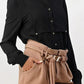 Oversized Military Blouse – Gold Button Long Sleeve Top | Femstylo