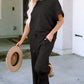 Textured Drawstring Waistband Pants and Top Set