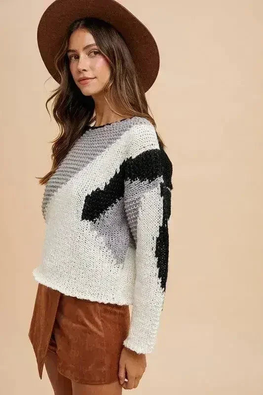 Annie Wear Color Block Drop Shoulder Sweater - Trendy & Comfortable