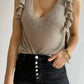 Khaki Cascading Ruffles Knit Tank Top
