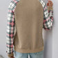 Perfee Plaid Half Zip Long Sleeve Texture Sweatshirt