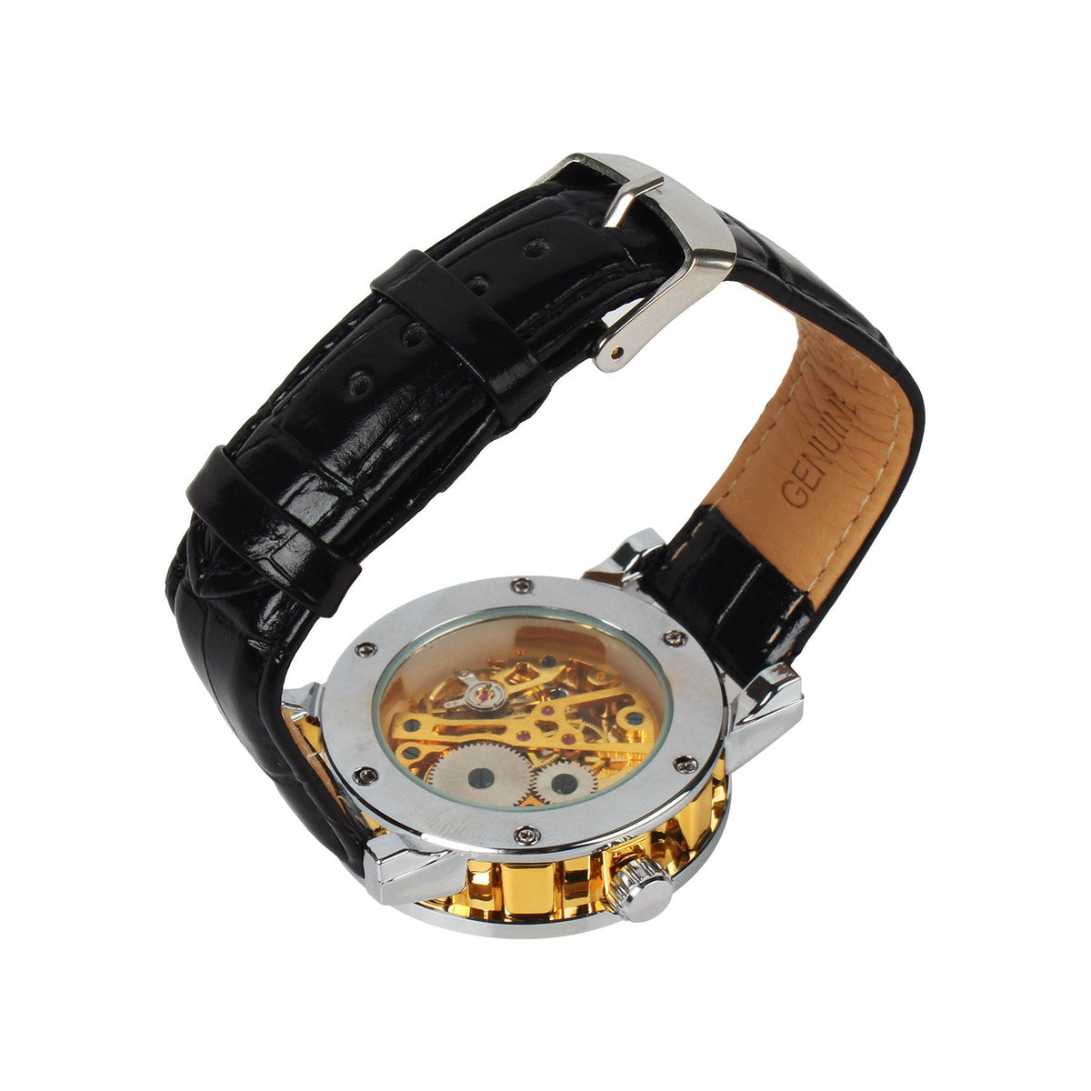 Gold Dial Skeleton Mechanical Watch