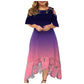 Trendy Plus-Size Gradient Lace Shoulder Dress for Women