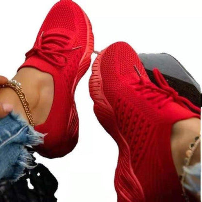 Fashion Breathable Lace Up Platform Sneakers Women Summer Flat Mesh Sports Shoes Woman Running Shoes Walking Sneakers For Women Lace Up Lightweight Tennis Shoes
