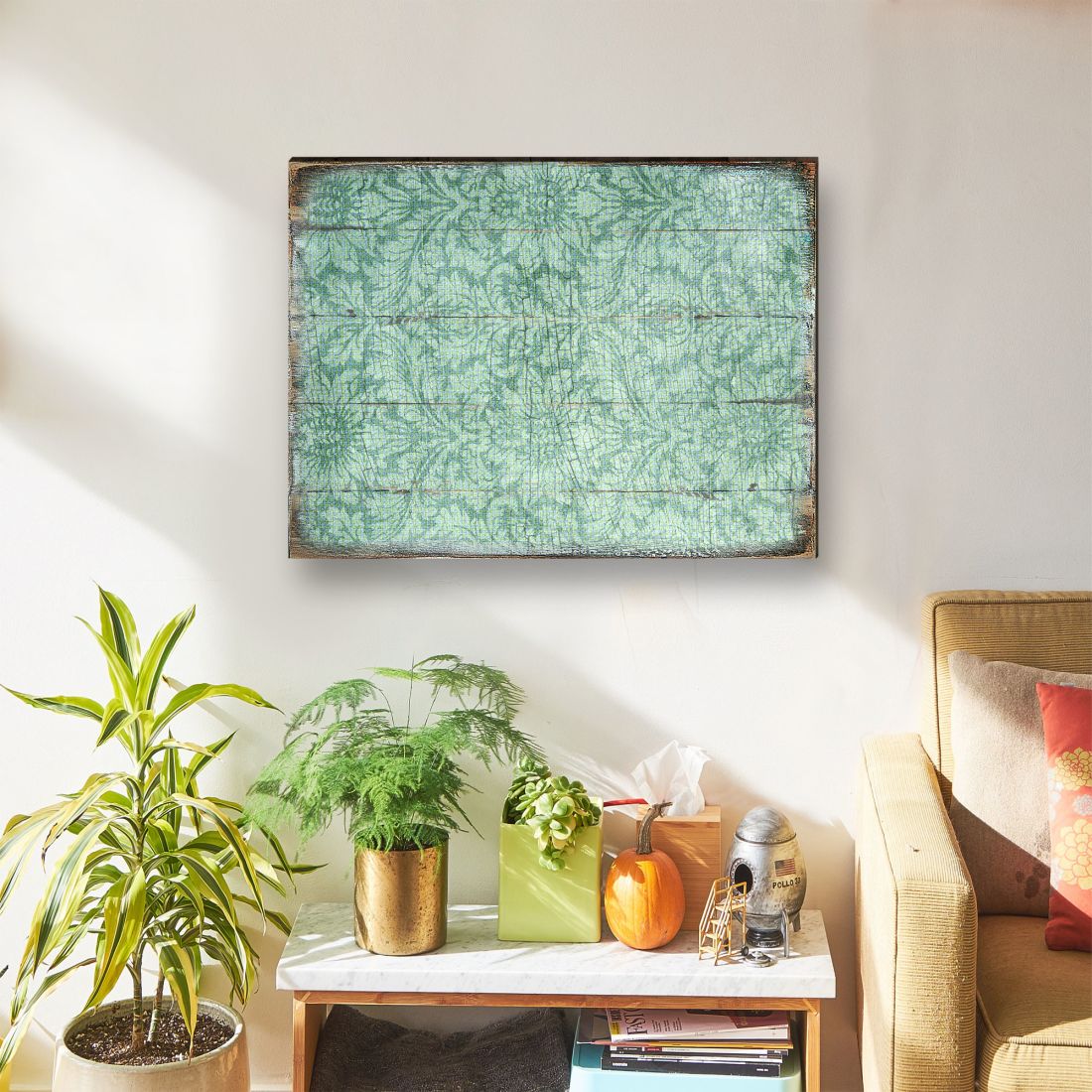 Rustic Blue Floral Wooden Wall Art by G. DeBrekht - Floral Ornamental Decor - 95008B