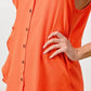 Silk Sleeveless Ruffle Blouse - Asymmetrical Button-Up Top in Orange & Blue | Femstylo