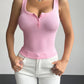 Quarter Button Square Neck Tank