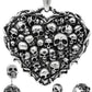 Gothic Skull Heart Necklace Earrings Set Silver Tone