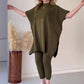 Fall Plus Size Knit Batwing Top & Bottom Set
