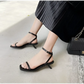 Green Minimalist Square Toe Block Heel Sandals