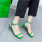 Green Minimalist Square Toe Block Heel Sandals