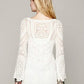 2021 hot sale flower pattern long sleeve loose hook beach dress women's hollow out sexy lace dress elegant sexy lace beach dress